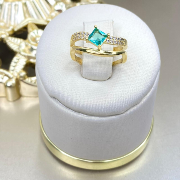 Anillo Duplo Zirconias  Aqua - Image 2
