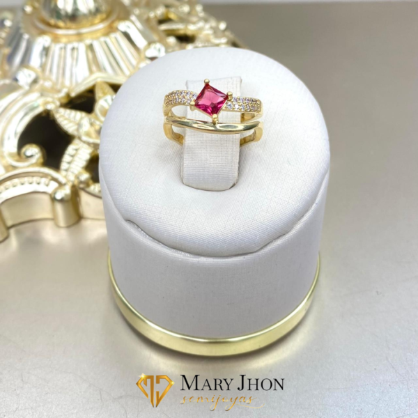Anillo Duplo Zirconias  Rubí