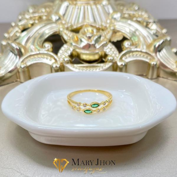 Anillo Esmeralda Duplo