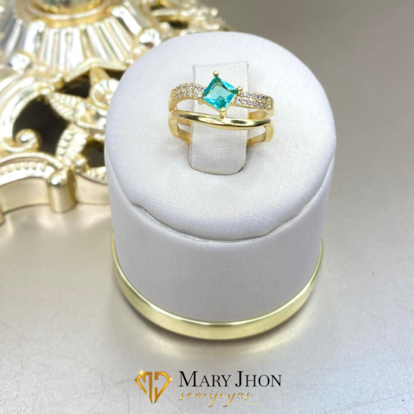 Anillo Duplo Zirconias  Aqua