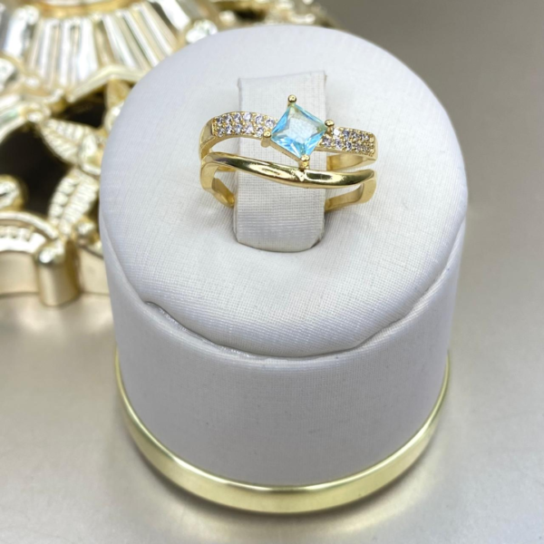 Anillo Duplo Zirconias  Celeste - Image 2