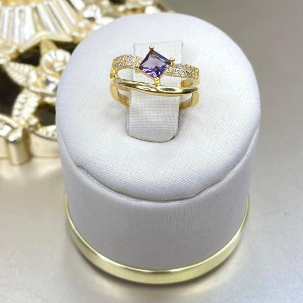 Anillo Duplo Zirconias  Morado - Image 2